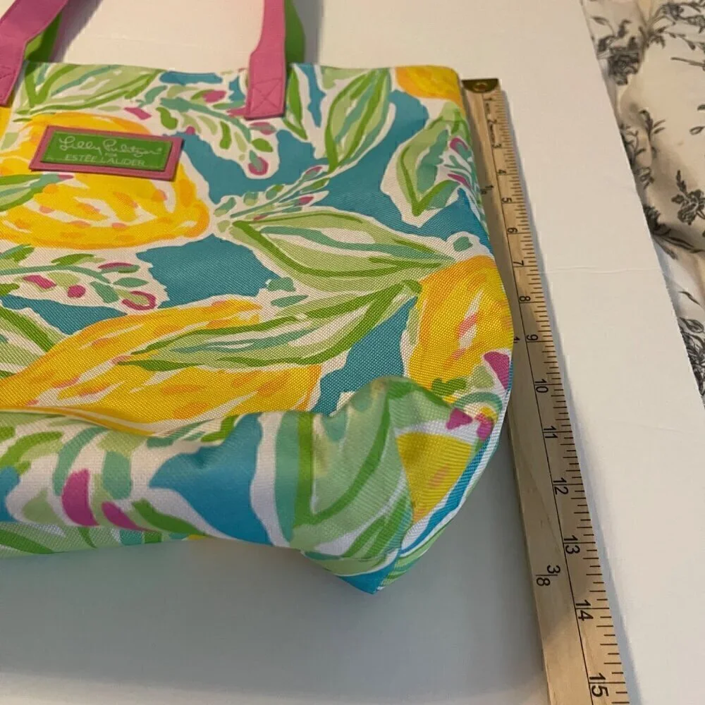 Lilly Pulitzer Estee Lauder Women's Tote Lilly's Lemon Print Bag Carryall 17